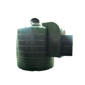 A green industrial tank with a side outlet and dome top.