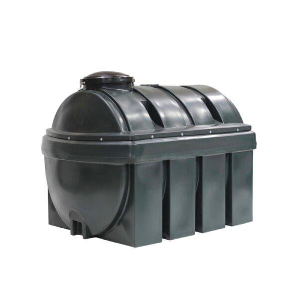 Durable black plastic underground storage tank designed for residential or commercial use.