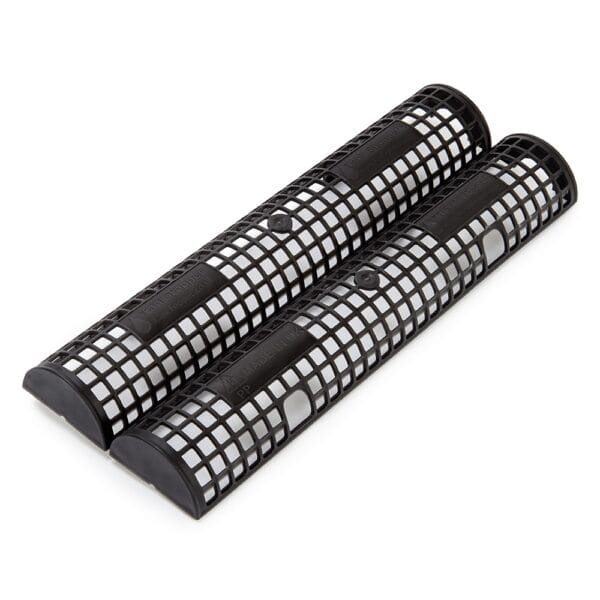 Pair of durable plastic handle grips with textured design.