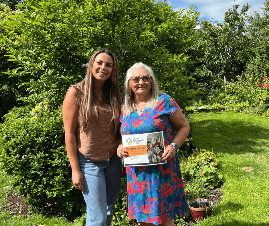 500L of free heating oil cosy heating club winner, Gwen.